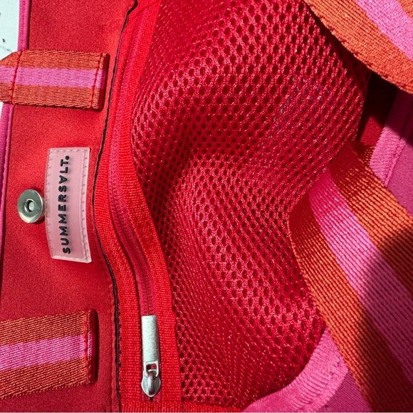 SUMMERSALT Beach Tote Neoprene Type Fabric Canvass Handle Strap Roomy Bright - Picture 8 of 9